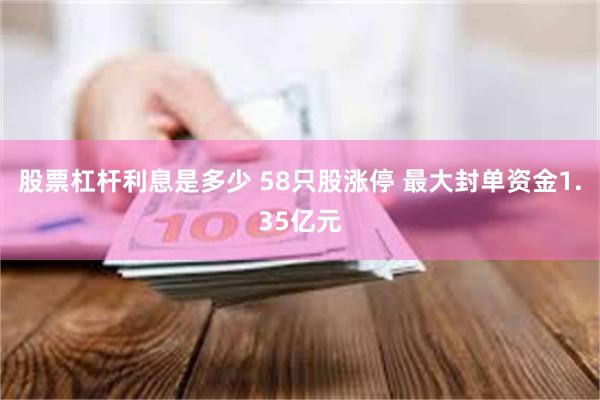 股票杠杆利息是多少 58只股涨停 最大封单资金1.35亿元