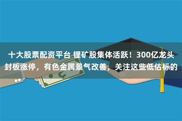 十大股票配资平台 锂矿股集体活跃！300亿龙头封板涨停，有色金属景气改善，关注这些低估标的