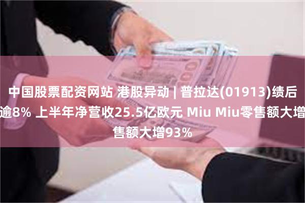 中国股票配资网站 港股异动 | 普拉达(01913)绩后高开逾8% 上半年净营收25.5亿欧元 Miu Miu零售额大增93%